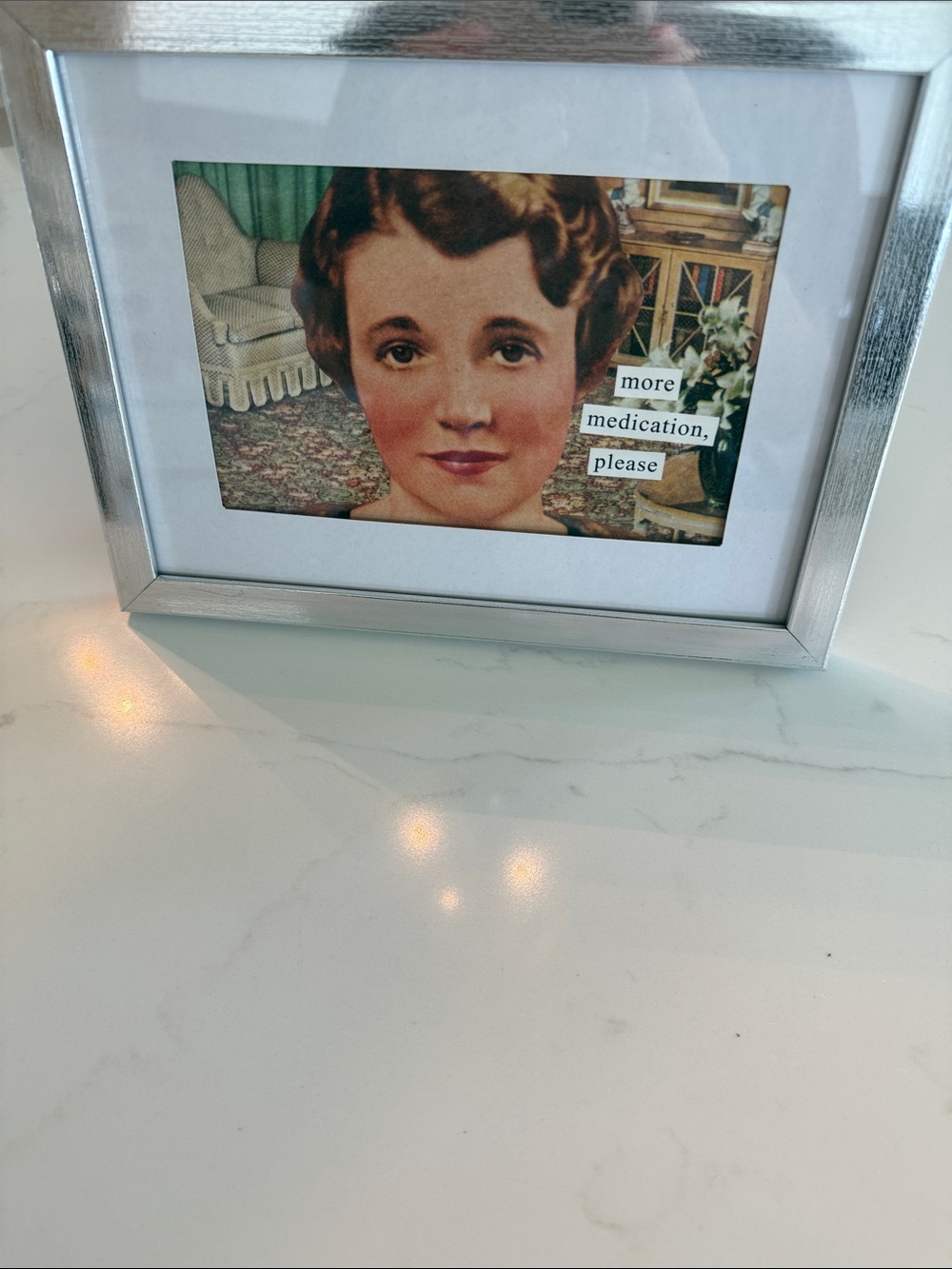 Silver Metal Photo Frame with White Mat -